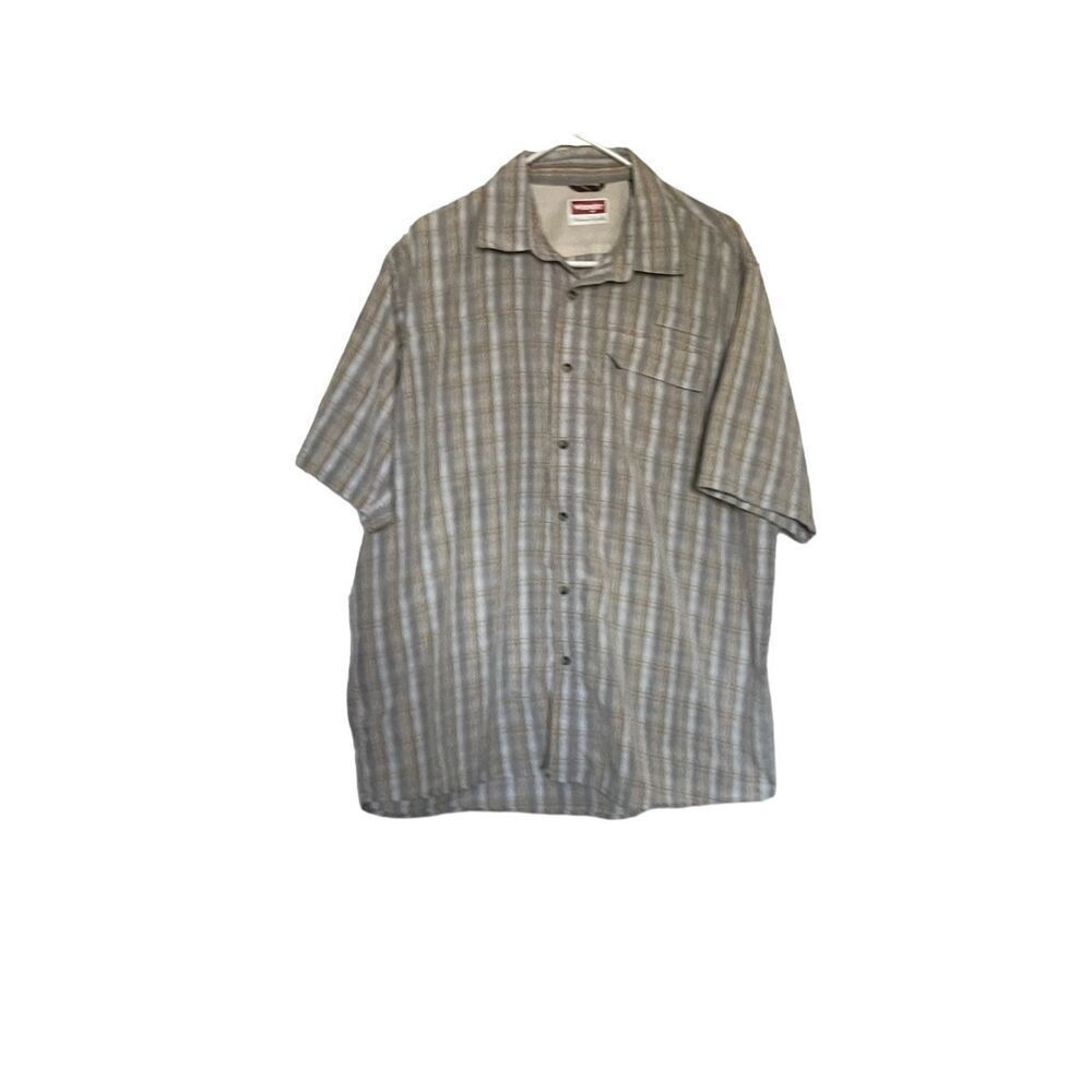 Wrangler Mens Multicolor Plaid Striped Short Sleeve Button Down Shirt Size XL